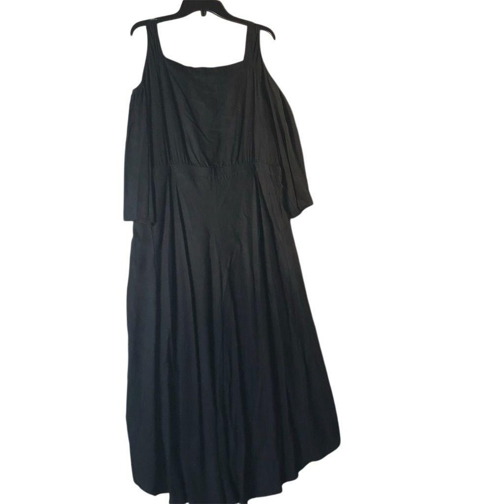 Soft Surroundings Womens Black Cold Shoulder Button Down High Low Midi Dress L - Picture 3 of 3